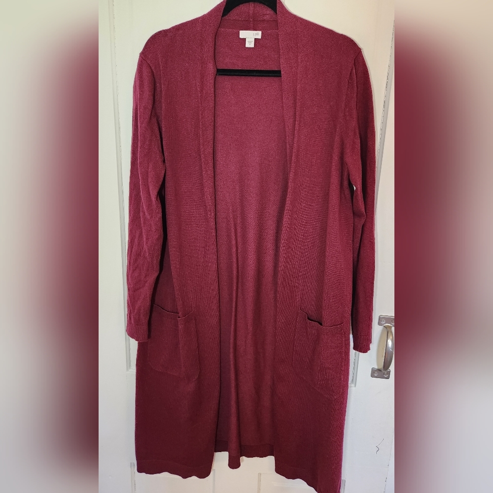 J. Jill Mulberry Long Open Cardigan Size Medium